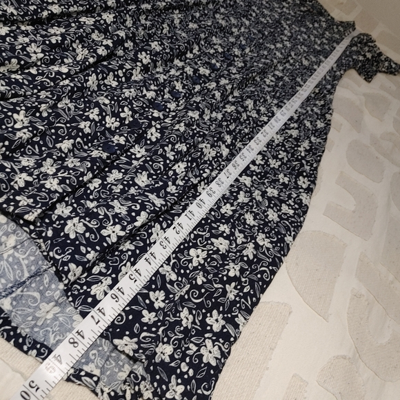 Vintage Style 90's Floral Button Front Lace Up Ties Midi Dress Size 11 - Picture 12 of 12